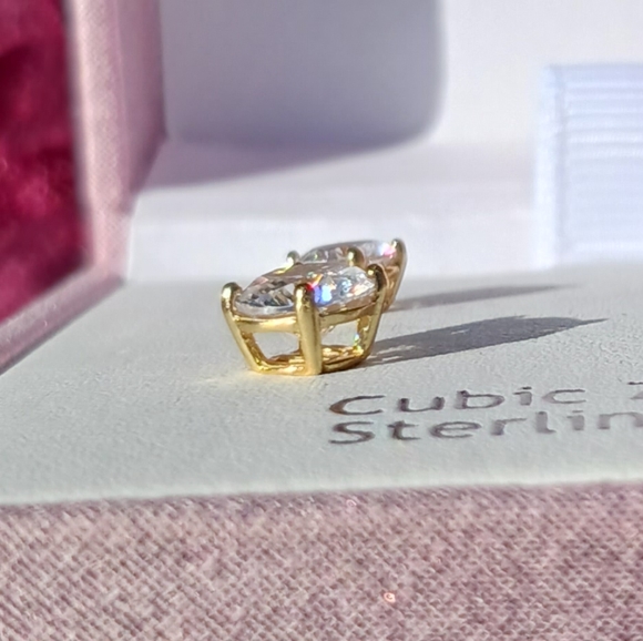 NIB 2 Set Nanette Lepore Cubic Zirconia Stud Earrings Sterling Silver Gold Plate - Picture 5 of 8